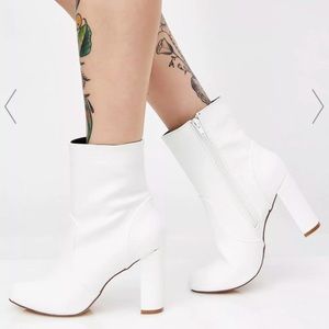 DollsKill White Ankle Boots
